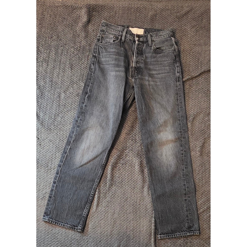 MOTHER The Tomcat High Rise Straight Leg Jeans Faded Black Size 26 Button Fly